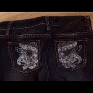 ed hardy 26x30 crystal rhinestone jeans straight